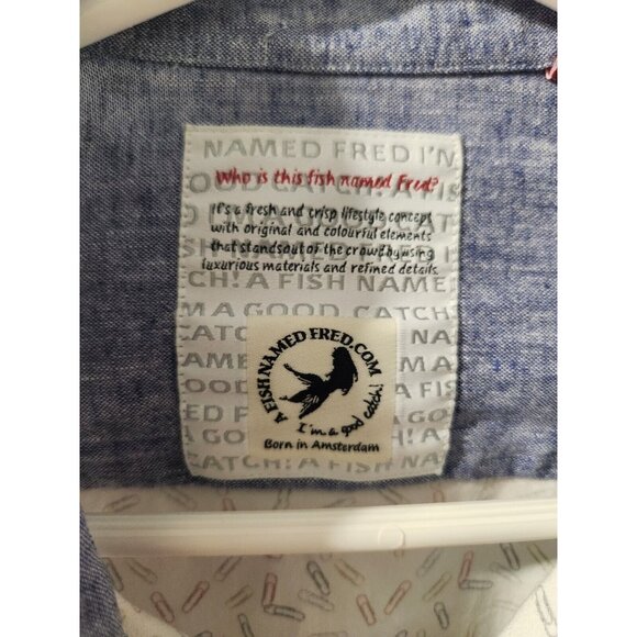 A Fish Named Fred Long Sleeve Shirt Size Large Paperclip Pattern - Picture 3 of 6